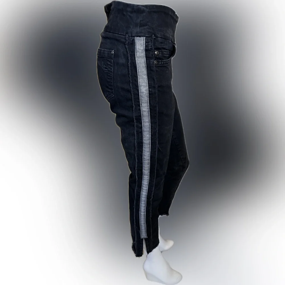 Lisette L Montreal Skinny Ankle Pull On Jeans With Side Ribbon Distressed‎ Style